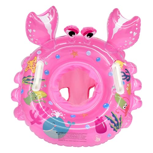 URacon Baby Schwimmen Ring für Kinder,Schwimmring für Krabben,Baby Schwimmhilfen mit Schwimmsitz PVC Schwimmring für Kinder,Schwimmhilfe Spielzeug,Geeignet für 1-3 Jahre alte Babys-Rosa von URacon