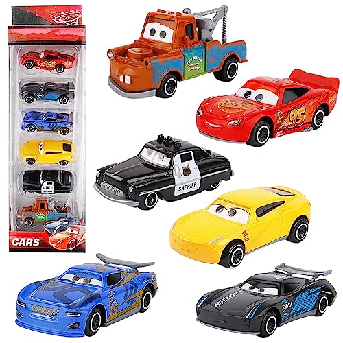 URacon McQueen Spielzeugauto Set McQueen Cars Kinderidee Mini Spielfahrzeuge für Geburtstagsfeiern Geburtstagsgeschenk für Kinder ab 3 Jahren und älter 6pcs von URacon