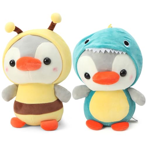 URacon Pinguin Plüschpuppe, 2pcs Pinguin Plüschtiere Geburtstag Dekorationen, Stofftier Geschenk für Geburtstage, Rollenspiele, Abschlussfeier, Jubiläen, Partygeschenke 25cm von URacon