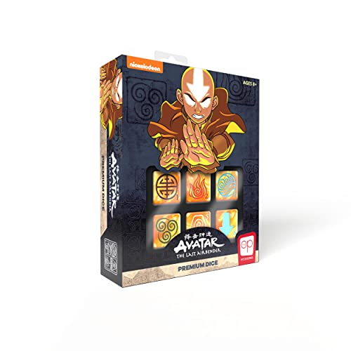 Avatar The Last Airbender Premium-Würfelset, Sammlerstück d6 mit individueller Blechbox, offiziell lizenzierte 6-seitige Würfel von USAopoly