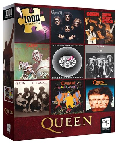 Queen Forever-Puzzle mit 1000 Teilen, Sammelpuzzle mit Queen-Diskographie und Albumcovern, offizielles Lizenzprodukt der Queen Queen Forever-Puzzle mit 1000 Teilen, Sammelpuzzle mit Queen-Diskographie und Albumcovern, offizielles Lizenzprodukt der Queen von USAopoly