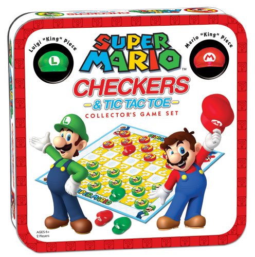 The OP USAopoly - Super Mario Checkers & Tic-Tac-Toe - Sammlerausgabe - Dame & DREI gewinnt Brettspiel mit Super Mario Bros. Mario & Luigi - Ab 6 Jahren - Für 2 Spieler - Englisch von Super Mario