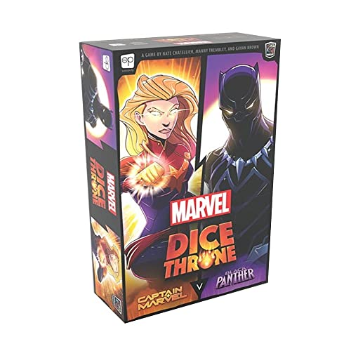 USAopoly The OP Marvel Dice Throne 2-Hero Box (Captain Marvel, Black Panther) - Würfelspiel - Erweiterung - Ab 8 Jahren - 2 bis 6 Spieler - Englische Sprache von USAopoly