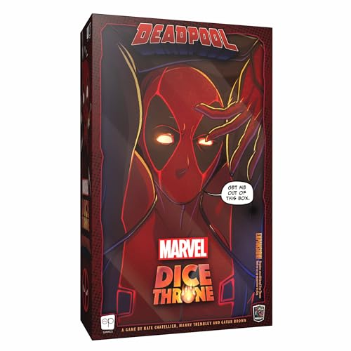 USAopoly Marvel Dice Throne – Deadpool Deluxe, Würfel- und Kartenspiel, ab 14 Jahren, 2–6 Spieler, 30 Minuten Spieldauer von USAopoly