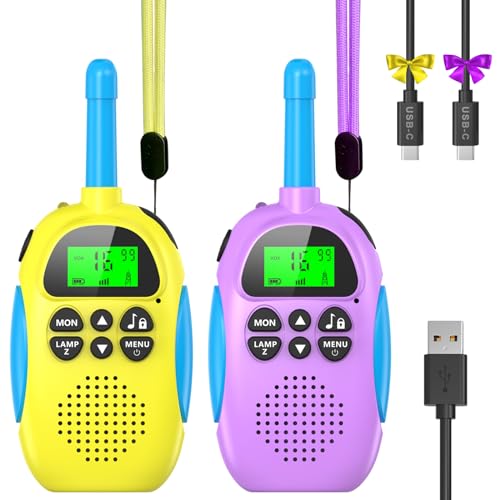 Ushining Walkie Talkies für Kinder Aufladbar mit 16 Kanäle, Kinder Walkie Talkie Wiederaufladbar mit VOX Funktion & Tastensperre für Abenteuer, Camping, Wandern, Spielzeug 3-12 Jahre Jungen Mädchen von USHINING