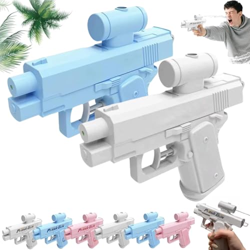 Prank Streich Wasserpistole, Prank Reverse Water Guns, Zwanghafte Zweiwege Umgekehrte Wasserpistole Ideale Neuheitsgeschenke for Freunde, Klassenkameraden Und Familie (Weiß+Blau) von USMEI
