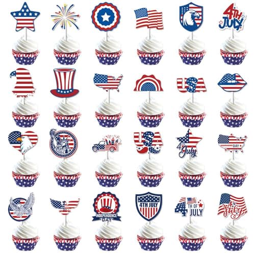 Cupcake-Topper mit amerikanischer Flagge, 4. Juli, doppelseitig, glitzernd, Stern, Cupcake-Topper, Kuchenaufsätze, Picks, Unabhängigkeitstag, Cupcake-Party-Dekorationen, Zubehör, Gastgeschenke, 48 Cupcake-Topper mit amerikanischer Flagge, 4. Juli, doppelseitig, glitzernd, Stern, Cupcake-Topper, Kuchenaufsätze, Picks, Unabhängigkeitstag, Cupcake-Party-Dekorationen, Zubehör, Gastgeschenke, 48 von USUKUSI