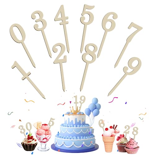 10pcs Cake Topper Zahlen Holz 0-9 Geburtstag Tortendeko Kuchenstecker Cupcake,Geeignet für Geburtstagsfeiern Jeden Alters Hochzeitsparty,Wiederverwendbar 10pcs Cake Topper Zahlen Holz 0-9 Geburtstag Tortendeko Kuchenstecker Cupcake,Geeignet für Geburtstagsfeiern Jeden Alters Hochzeitsparty,Wiederverwendbar von UTEFIF