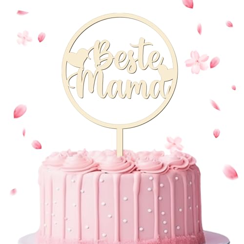 Cake Topper "Beste Mama" aus Holz, Kuchenstecker Stecker,Mama Tortendeko zum Geburtstag, Muttertag Mama Torte, Größe: 15 x 23 cm Cake Topper "Beste Mama" aus Holz, Kuchenstecker Stecker,Mama Tortendeko zum Geburtstag, Muttertag Mama Torte, Größe: 15 x 23 cm von UTEFIF