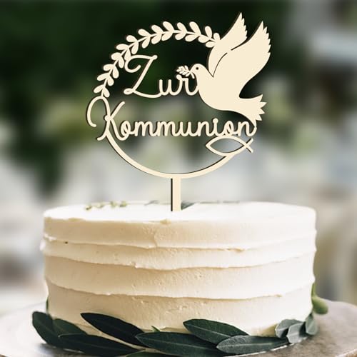 Cake Topper Holz - Zur Kommunion, Topper Kommunion Dekoration für Junge Mädchen von UTEFIF