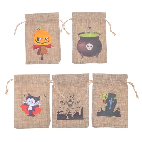 UTHCLO 10 Stück Halloween-Süßigkeitsbeutel behandeln Taschen für Halloween-Süßigkeiten Tasche behandeln Party Taschen Goody Bags Bettwäsche aus Baumwolle von UTHCLO