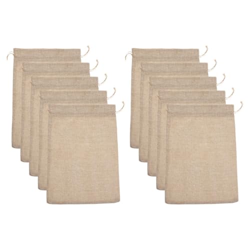 UTHCLO 10 Stück Teiliges Jutesäckchen mit Kordelzug Wiederverwendbare Naturfarbene Mini Schmuckbeutel aus Leinen Vielseitige Geschenk Aufbewahrungstaschen für Hochzeit Party Schmuck von UTHCLO