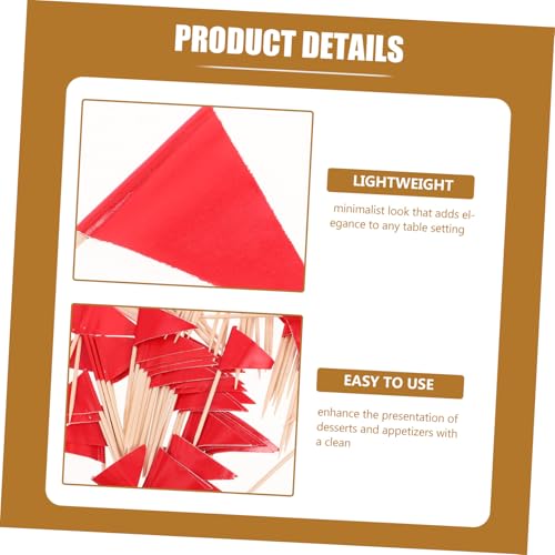 UTHCLO 100 Stück Rote Zahnstocher Flaggen Dreieckig Kleine Mini Food Labels Sichere Materialien Vielseitig für Kuchen Früchte Appetizer Partydekoration Einfache Diy Kennzeichnung von UTHCLO