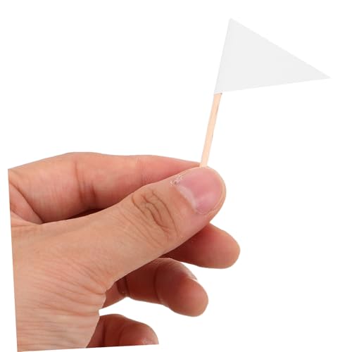 UTHCLO 100 Stück Weiße Zahnstocher Flags Dreieckige Mini Flaggen Food Marker für Obst Cupcakes Käse Party Dekorationen Einfache Lebensmittelkennzeichnung von UTHCLO