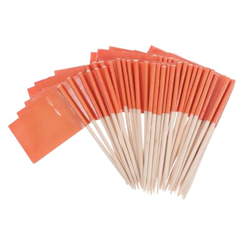 UTHCLO 100 Stück Zahnstocher Flaggen in Einfarbigem Orange Mini Party Food Dekoration Cupcake Topper Obst und Käseflaggen Kleine Signalflaggen für Kuchen und Snack Präsentation von UTHCLO
