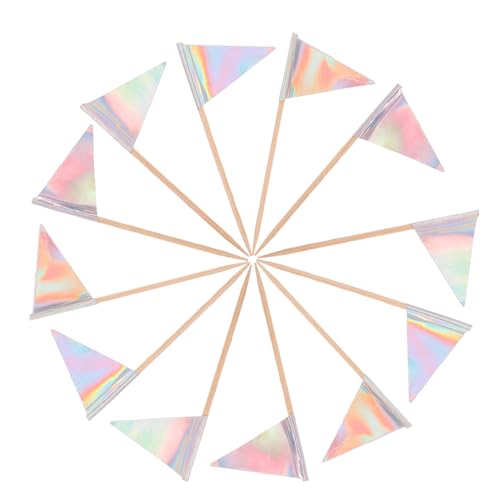 UTHCLO 12 Stück Teiliges Dreieckige Cake Flags Schillerndem Silber Stabile Food Flags für Kuchen Obst und Desserts Vielseitige Dekoration für Partys Hochzeiten und Buffets von UTHCLO