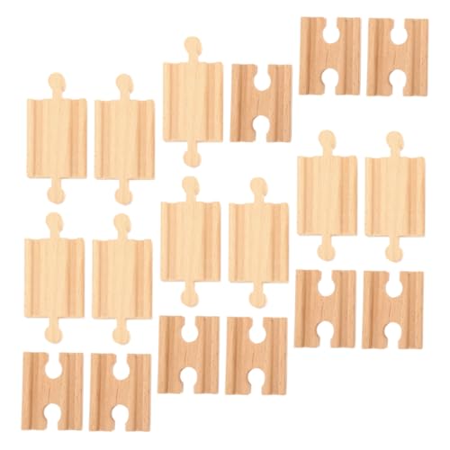 UTHCLO 18Stücke Teiliges Holzspielzeug Eisenbahnschienen Zubehör Gleiszubehör für Kreative Spielwelten für Ab Jahren Gerade und Gebogene Schienenstücke von UTHCLO