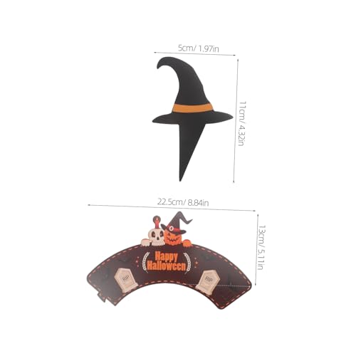 UTHCLO 2 Sätze Halloween Cupcake Toppers und Wrapper Teiliges mit Spooky Bat Ghost Pumpkin und Skull Motiven Stabile Papierbackförmchen und Muffin Picks Bunte Partydekoration für Kuchen von UTHCLO