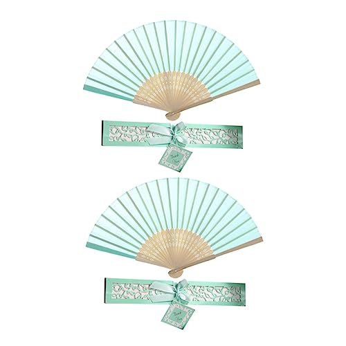 UTHCLO 2 Stück Klassischer Faltbarer Handfächer mit Grünem Chinesischer Stil Teiliges mit Aufbewahrungsbox Leichter Fächer für Damen für Hochzeit Party und Sommerdekoration von UTHCLO