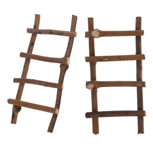 UTHCLO 2 Stück Teiliges Mini Rattan Leiter Leichte Stabile Dekoleiter für Puppenhaus Mikro Landschaft DIY Garten Accessoires Natürliche Atmosphäre Tragbar und Langlebig von UTHCLO