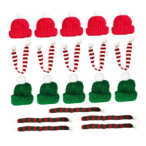 UTHCLO 20 Stück Teiliges Strickmützen und Schals Weihnachtsdeko Handgefertigte DIY Bastelmaterialien Bunte Nikolausmützen für Flaschen Tassen und Weihnachtsfeiern Festliche von UTHCLO