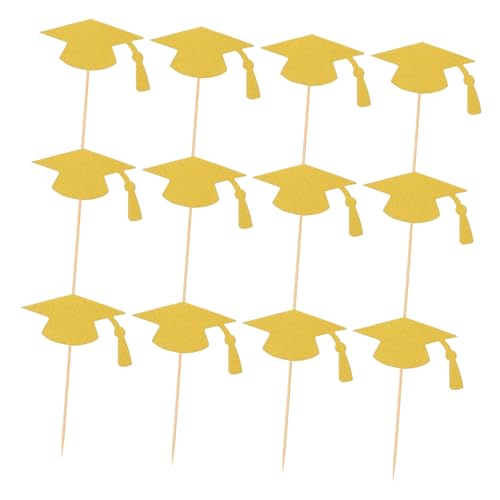 UTHCLO 24 Stück Graduation Cap Cupcake Toppers Kreative Tortendekoration für Abschlussfeiern Einfach Einzufügen Unvergessliches Partyzubehör von UTHCLO