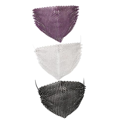 UTHCLO 3 Stück Modische Masken mit Funkelnden Strasssteinen Elastischer Ohrschlaufe Wiederverwendbar Netzmuster Design in und Dunkellila für Party und Cosplay UTHCLO 3 Stück Modische Masken mit Funkelnden Strasssteinen Elastischer Ohrschlaufe Wiederverwendbar Netzmuster Design in und Dunkellila für Party und Cosplay von UTHCLO