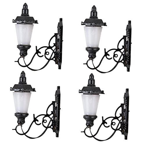 UTHCLO 4 Stück Miniatur Wandlampe Teiliges Dekorative Mikro Landschaftsbeleuchtung für Puppenhaus und Modellbau Warmweiß Installieren für Kreative Dekorationen von UTHCLO