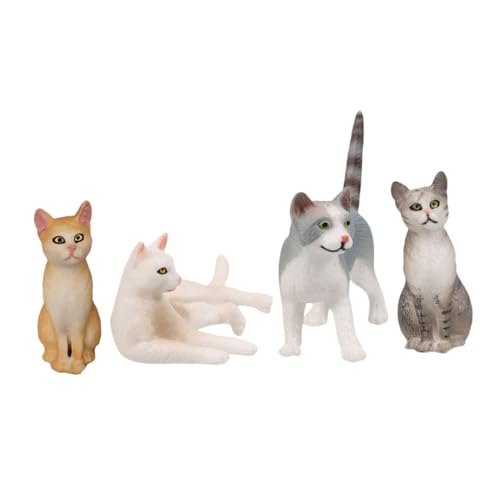 UTHCLO 4 Stück Realistische Katzenfiguren Teiliges Miniatur Kätzchen Modelle aus Hochwertigem Material Bruchsicher Farbecht als Deko für Zimmer Themenpartys und Kinderspielzeug von UTHCLO