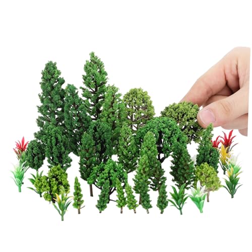 UTHCLO 40 Stück Teiliges Miniatur Modellbäume für Diorama Robuste Plastikbäume mit Realistischem Design Einfach zu Arrangieren für Miniaturlandschaften Modelleisenbahn DIY Bastelprojekte von UTHCLO
