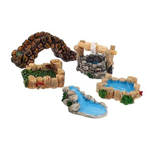 UTHCLO 5 Stück Miniatur Retro Resin Brücken Teilig Lebensechte Gartenornamente für Mikro Landschaften Handgefertigte Vintage Dekoration Vielseitig für DIY Feengarten Zubehör von UTHCLO