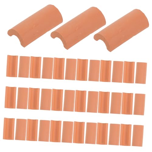 UTHCLO 50 Stück Mikro Landschaftsdekoration Künstliche Ziegel Miniatur Dachziegel Dachdekorationsmaterialien Miniatur Puppenhauszubehör Dachmaterial Für Bastelhaus Winzige Ziegel von UTHCLO