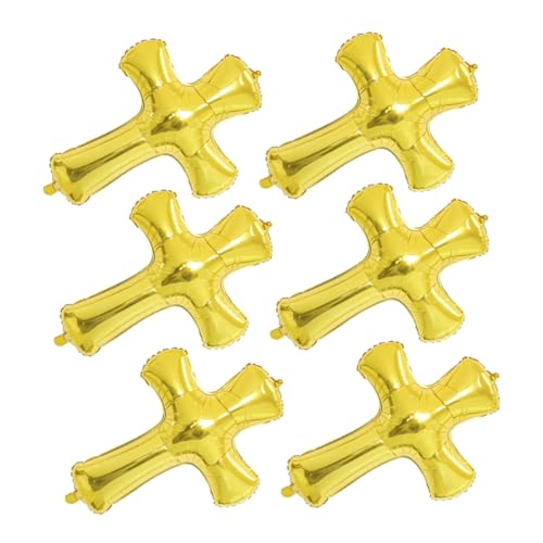 UTHCLO 6 Stück Taufballons Kreuzballon Taufe Party Ballons Inflator Erstkommunion Ballons Ballonbogen Ballongirlande Duschballons Aluminiumfolie Golden von UTHCLO
