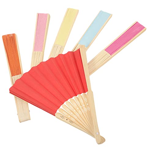 UTHCLO 6 Stück Teiliges Faltbarer Handfächer aus Papier Leichter DIY Fächer für Party Dekoration Tragbarer Klappfächer in Candy Farben für Tanz Hochzeit und Basteln von UTHCLO