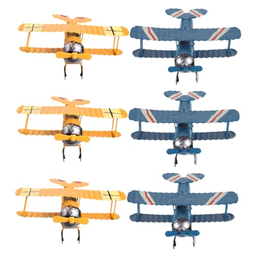 UTHCLO 6 Stück Teiliges Retro Flugzeug Modell Metall Deko Biplane mit Detaillierter Verarbeitung Leichte Vintage Flugzeugmodelle für Kinderzimmer Partydeko und Hängende Raumdekoration von UTHCLO