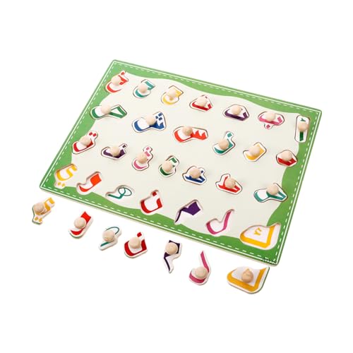 UTHCLO Holz Alphabet Lernpuzzle Kognitive Hölzerne Steckspiele Robust Sicher für Vorschule Montessori Sensorisches Spiel für Mädchen Jungen Gedächtnis und Denken von UTHCLO