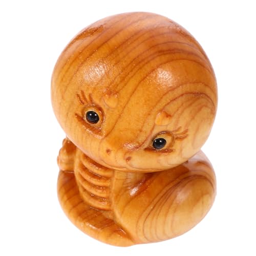UTHCLO Holz Geschnitzte Schlangenfigur Miniatur Lebensechte Holzschlange Dekoration Desktop Ornament Jahr der Schlange Geschenk für Erwachsene von UTHCLO