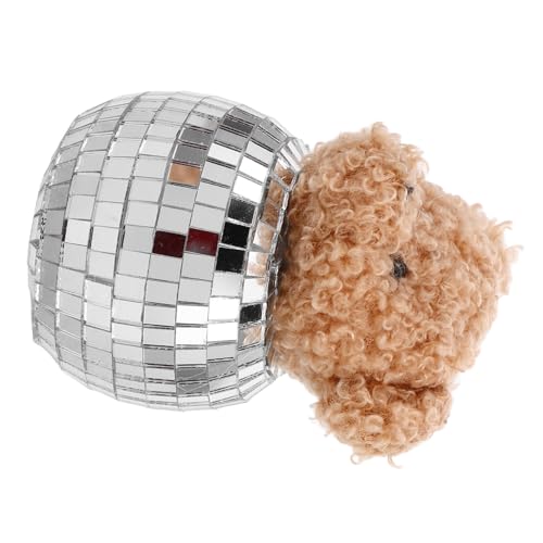 UTHCLO Reflektierender Disco Ball mit Spiegeloberfläche und Bärenornament Handgefertigte Glasdekoration für Tisch Party Hochzeit und Stilvolle Raumgestaltung von UTHCLO