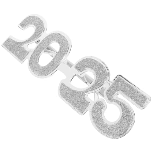 UTHCLO Silberne Partybrille Zahlen Design aus Robustem Pc Material Leichte Langlebige Neujahrsbrille für Silvester und Jahreswechsel Feiern Witziges Accessoire für Partydeko und von UTHCLO