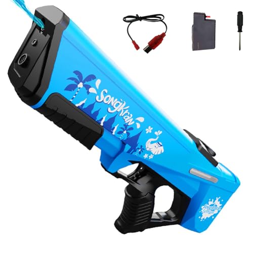 UTIJFOY elektrische Wasserpistole Spielzeug, automatische Absaugung, manueller und automatischer Dual-Modus, modulare Batterie, Super Jet Power, Sommer Strand Schwimmbad Spielzeug (blau) von UTIJFOY