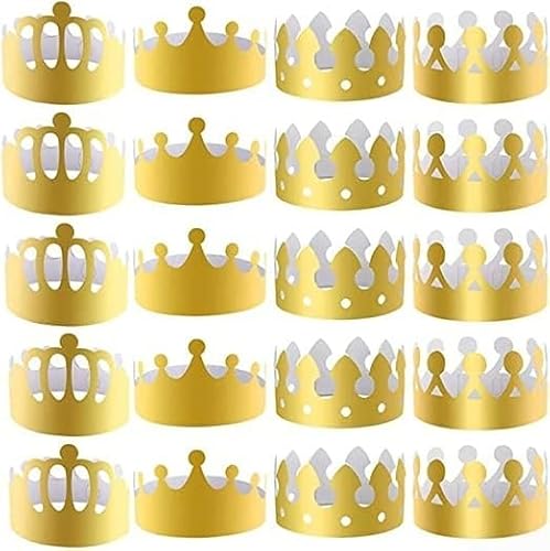 UTTASU Verstellbare goldene Party-Kronen, 20 Stück, perfekt für verschiedene Anlässe, 4 Stile (28 Stück) von UTTASU