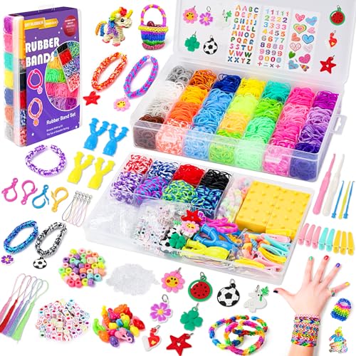 10000+ Loom Bänder Set, 2 Schicht Bunte Gummibänder Kit für Armbänder, DIY Elastisches Loombänder Kinder Armband Basteln mit Perlen Haken Charms Aufbewahrungsbox für Anfänger Junge Mädchen Geschenk von UUEMB