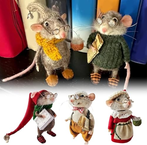 UUIVIRS Niedliche Nadelgefilzte Maus, Handgefertigte Nadelfilz-Mäuse-Dekorationen Für Festivals, Weihnachtsdekoration, Nadelfilz, Weihnachtsmaus, Puppendekorationen (All) von UUIVIRS