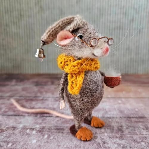 UUIVIRS Niedliche Nadelgefilzte Maus, Handgefertigte Nadelfilz-Mäuse-Dekorationen Für Festivals, Weihnachtsdekoration, Nadelfilz, Weihnachtsmaus, Puppendekorationen (D) von UUIVIRS