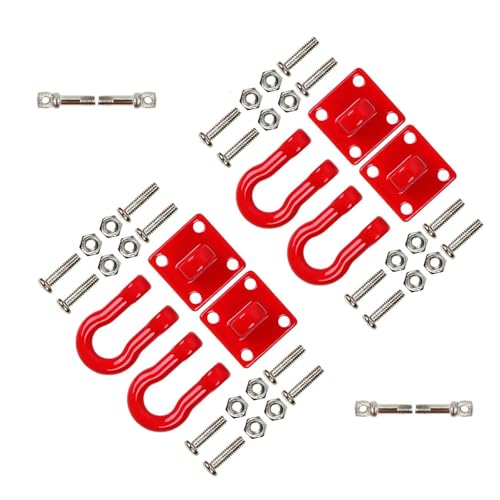 2 Sets Metall Kletteranhänger Abschlepphaken RC Dekorationen Zubehör für 1/10 Crawler Car Axial SCX10 D90 D110 Traxxas TRX4 TRX6 Redcat Hop-Up Teile (rot) von UURCSKY