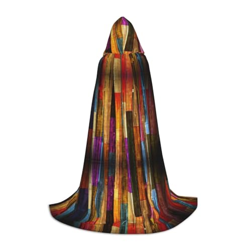 UVBDF Farbenfrohes Halloween-Kostüm aus bemaltem Holz, Umhang mit Kapuze, Cosplay, Umhang mit Umhang, Accessoire, Karnevals-Must-Have von UVBDF