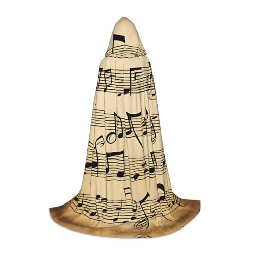 UVBDF Halloween-Kostüm mit Musiknoten, Umhang mit Kapuze, Cosplay, Umhang mit Umhang, Zubehör, Karneval von UVBDF