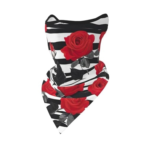 UVBDF Schwarz Weiß Streifen Rote Rose Blumen Gesichtsbedeckung Schal Atmungsaktiv für Laufen Camping Klettern UVBDF Schwarz Weiß Streifen Rote Rose Blumen Gesichtsbedeckung Schal Atmungsaktiv für Laufen Camping Klettern von UVBDF