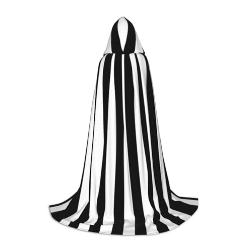 UVBDF Schwarz-weiß gestreiftes Halloween-Kostüm, Kapuzenumhang, Cosplay, Umhang mit Umhang, Zubehör, Karnevals-Must-Have UVBDF Schwarz-weiß gestreiftes Halloween-Kostüm, Kapuzenumhang, Cosplay, Umhang mit Umhang, Zubehör, Karnevals-Must-Have von UVBDF