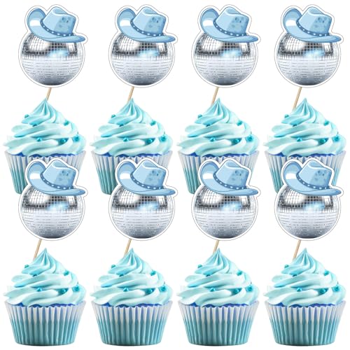 24 Stück Disco Ball Cupcake Toppers, Cowboy Ball Picks, Thema Tortendekorationen für 70er 80er 90er Geburtstag Party Zubehör Blau 24 Stück Disco Ball Cupcake Toppers, Cowboy Ball Picks, Thema Tortendekorationen für 70er 80er 90er Geburtstag Party Zubehör Blau von UVTQSSP